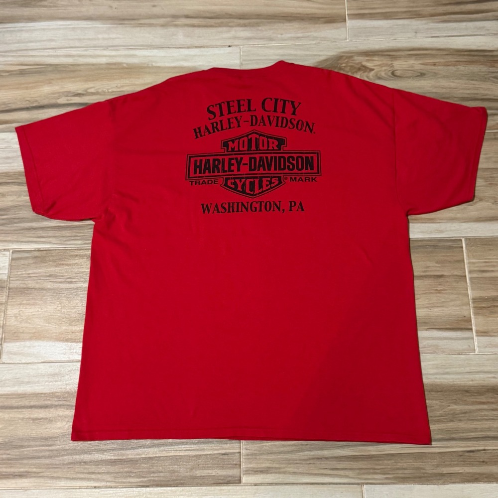 Harley-Davidson Steel City Washington PA Red Pocket Graphic T-Shirt 3XL